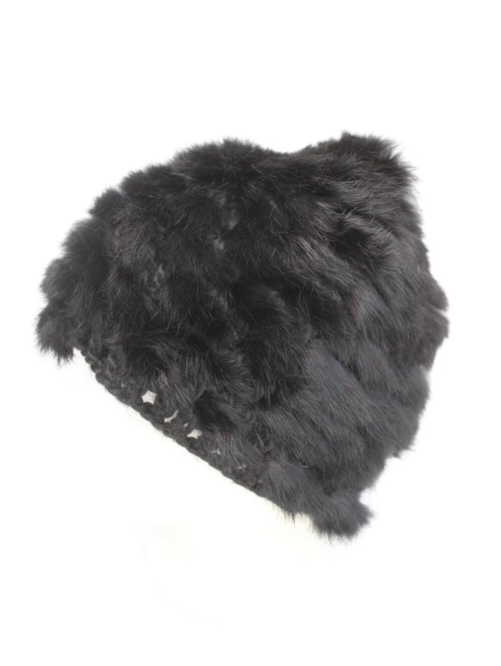Scrap Item: Black Rabbit Fur Knitted Hat Arts & Crafts - Picture 2 of 6